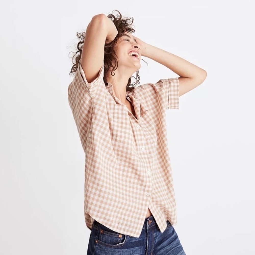 Madewell Courier Side Button Gingham Button Shirt